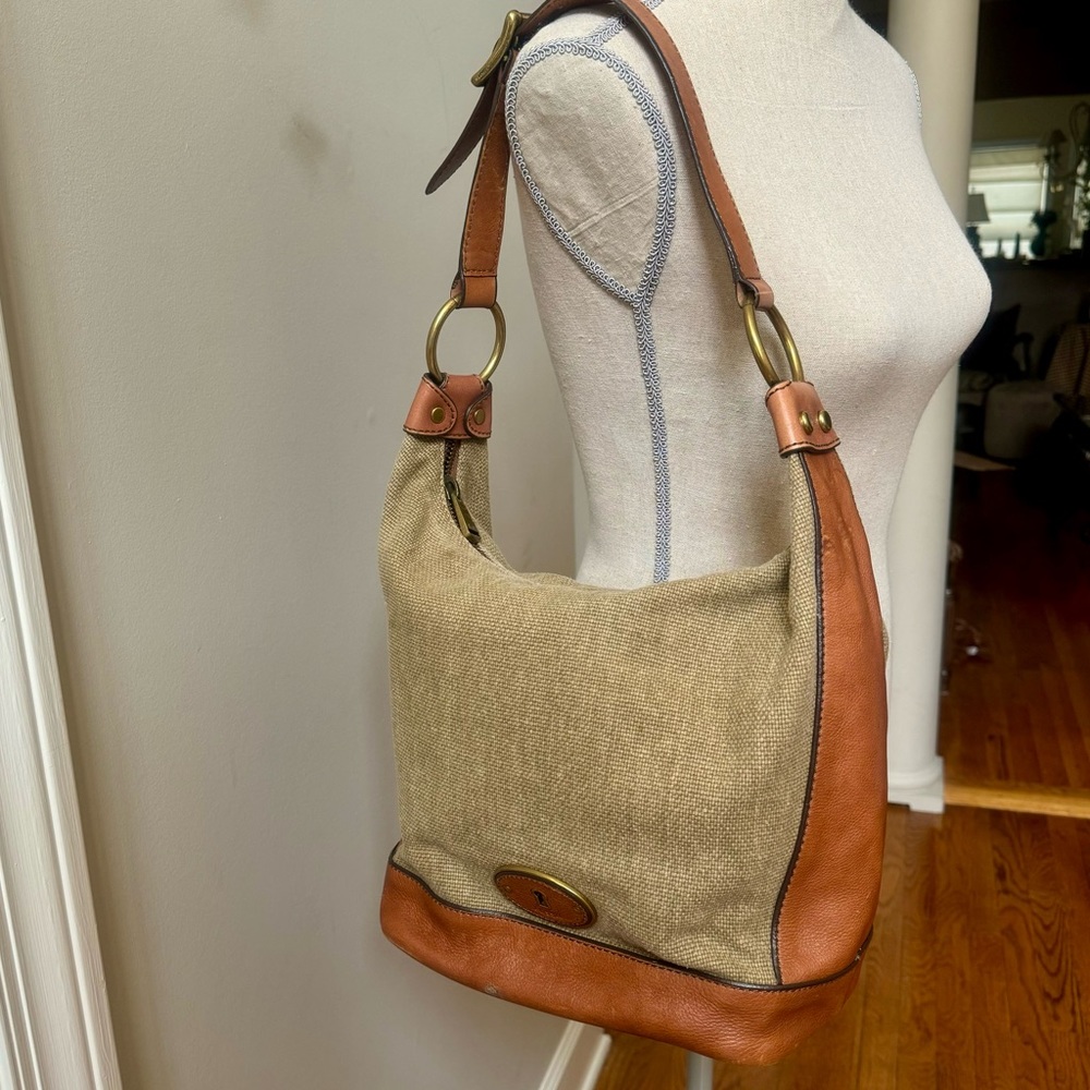 FOSSIL Leather and Fabric Purse